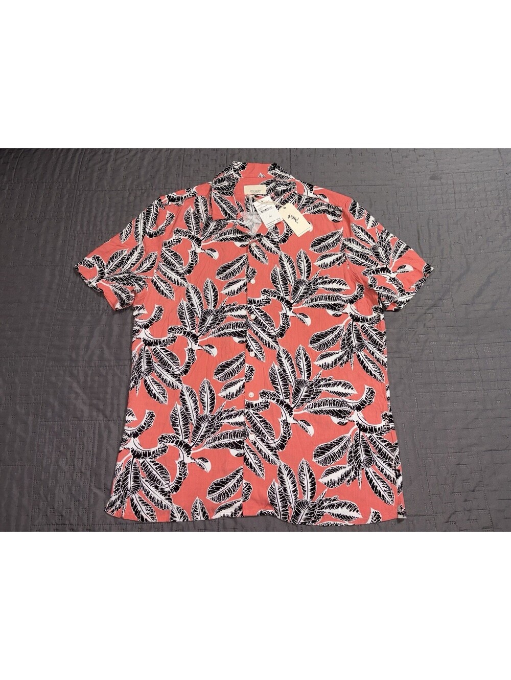 Civil Society Varadero Shirt Mens L Salmon Tropical Floral Hawaiian NWT 2021
